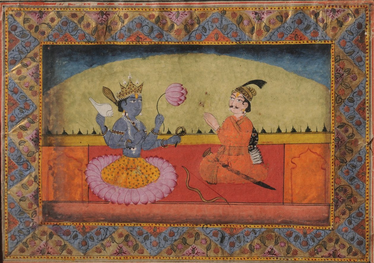 Raja Parikshit siddende foran Vishnu af Unbekannt Unbekannt