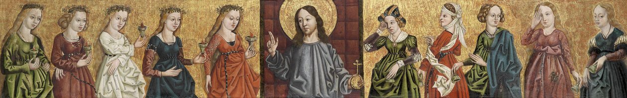 Salvator Mundi mellem de kloge og de tåbelige jomfruer af Unbekannt Unbekannt