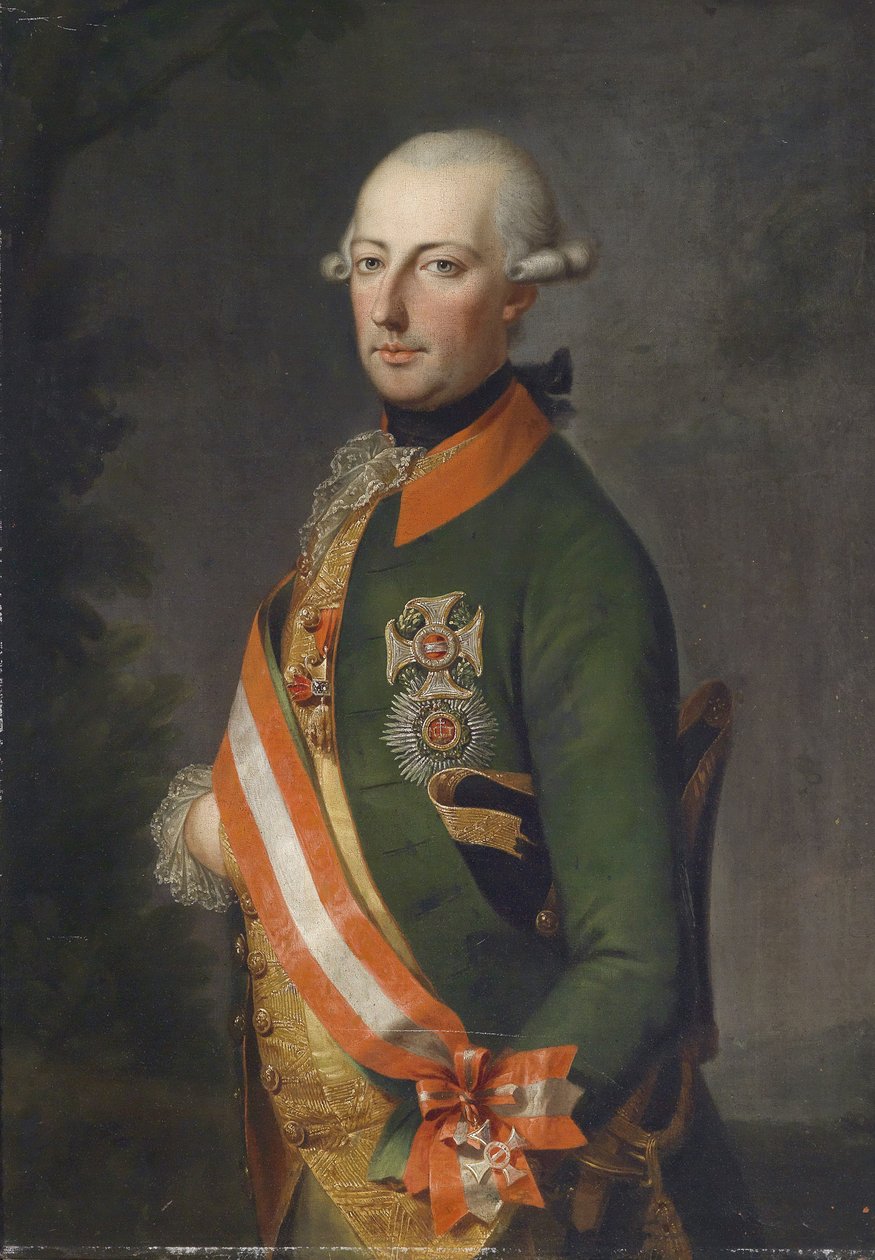 Kejser Joseph II, portræt i uniformen fra Chevaux-Leger Regiment nr. 1 med medaljer af Unbekannt Unbekannt