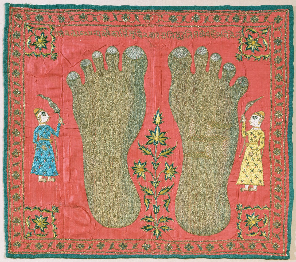 Kunstner, producent ukendt, Indien - Væghængning (Puthia), der skildrer fødderne af en Jain -munk af Unbekannt Unbekannt