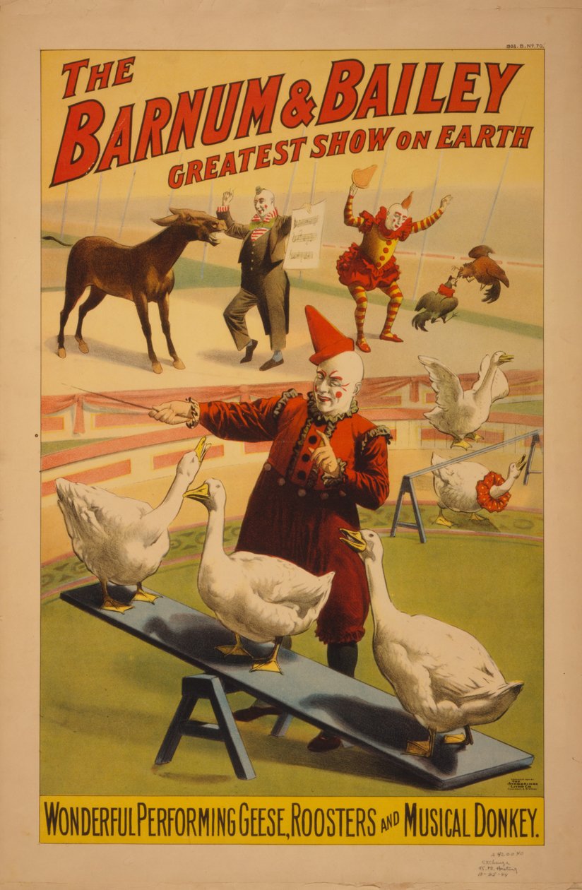 Barnum og Bailey Circus plakat, ca. 1900 (kromolitografi) af Unbekannt Unbekannt