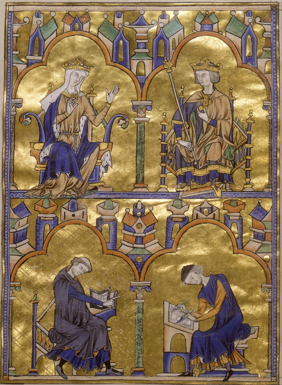 Blanche af Castilla og kong Louis IX af Frankrig; Forfatter dikterer til en skriftlærer af Unbekannt Unbekannt