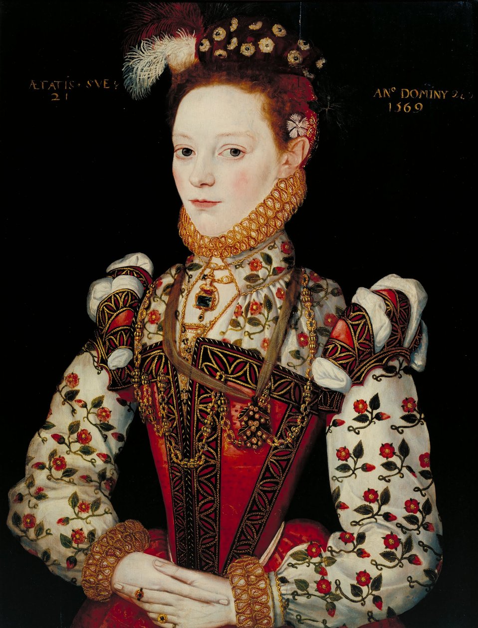 British School 1500 -tallet - A Young Lady Aged 21, Muligvis Helena Snakenborg af Unbekannt Unbekannt