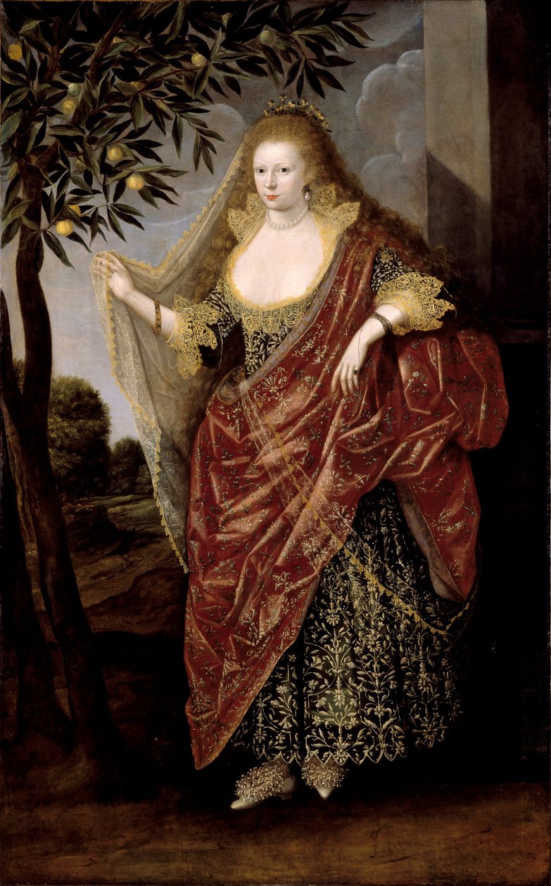 British School 1600 -tallet - Portræt af en dame, kaldet Elizabeth, Lady Tanfield af Unbekannt Unbekannt