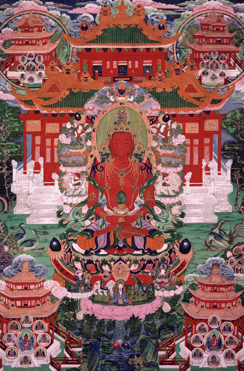 Buddha Amitayus i sit rene land af Unbekannt Unbekannt