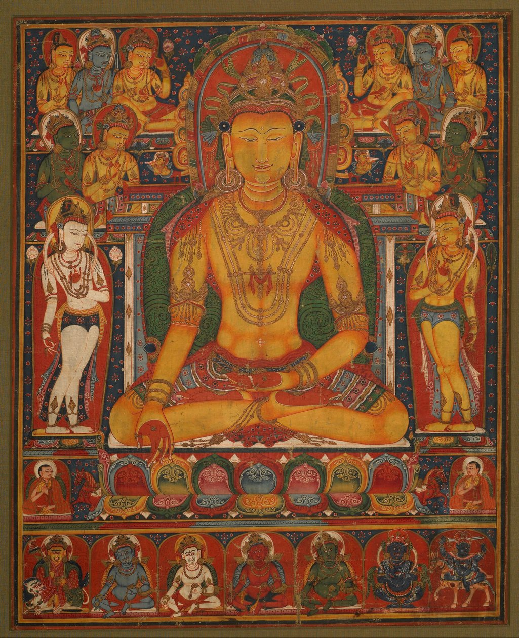 Buddha Ratnasambhava med rigdomsgudinder af Unbekannt Unbekannt