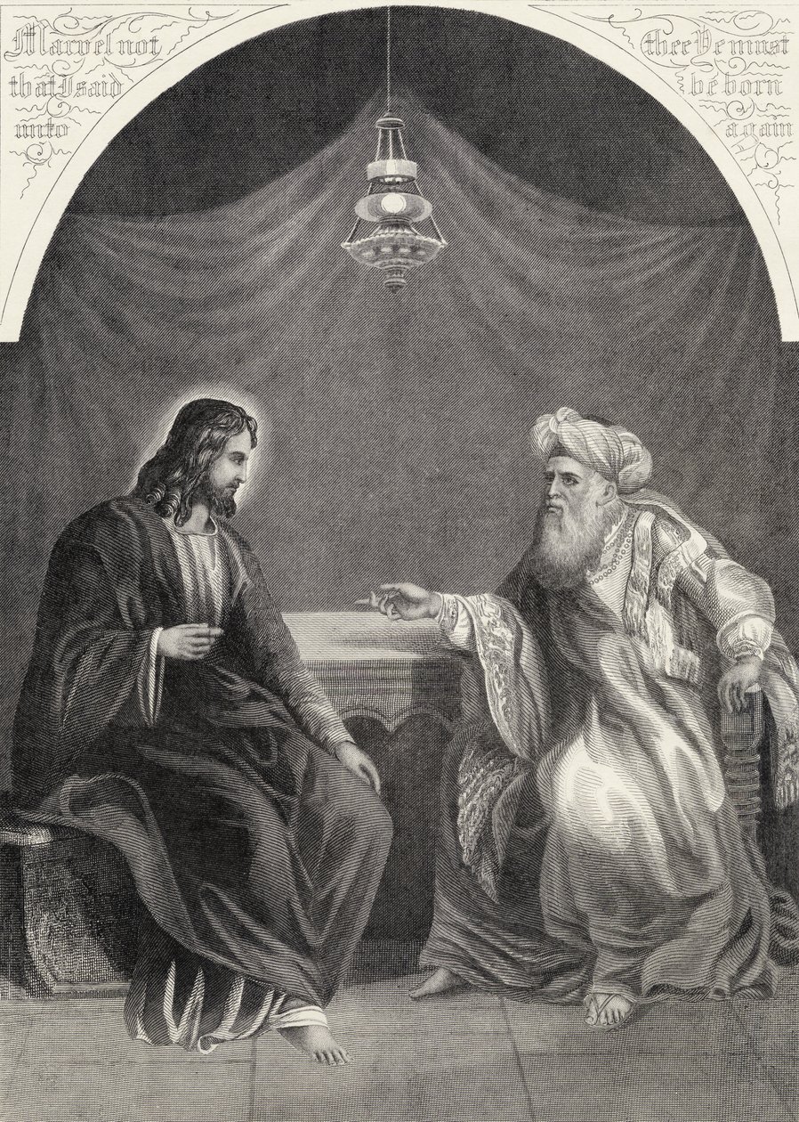 Kristus og Nikodemus, graveret af S. Allen, fra 