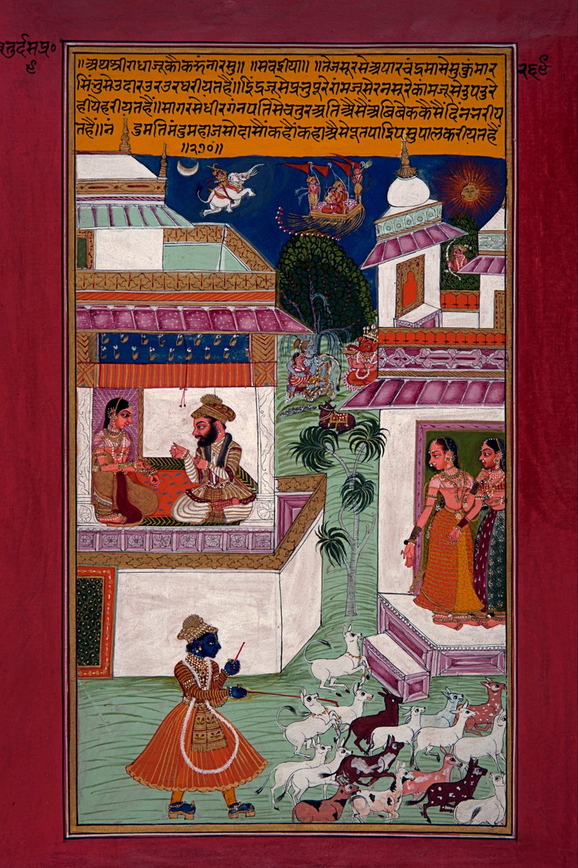 Cowherd Krishna og overraskede Radha af Unbekannt Unbekannt