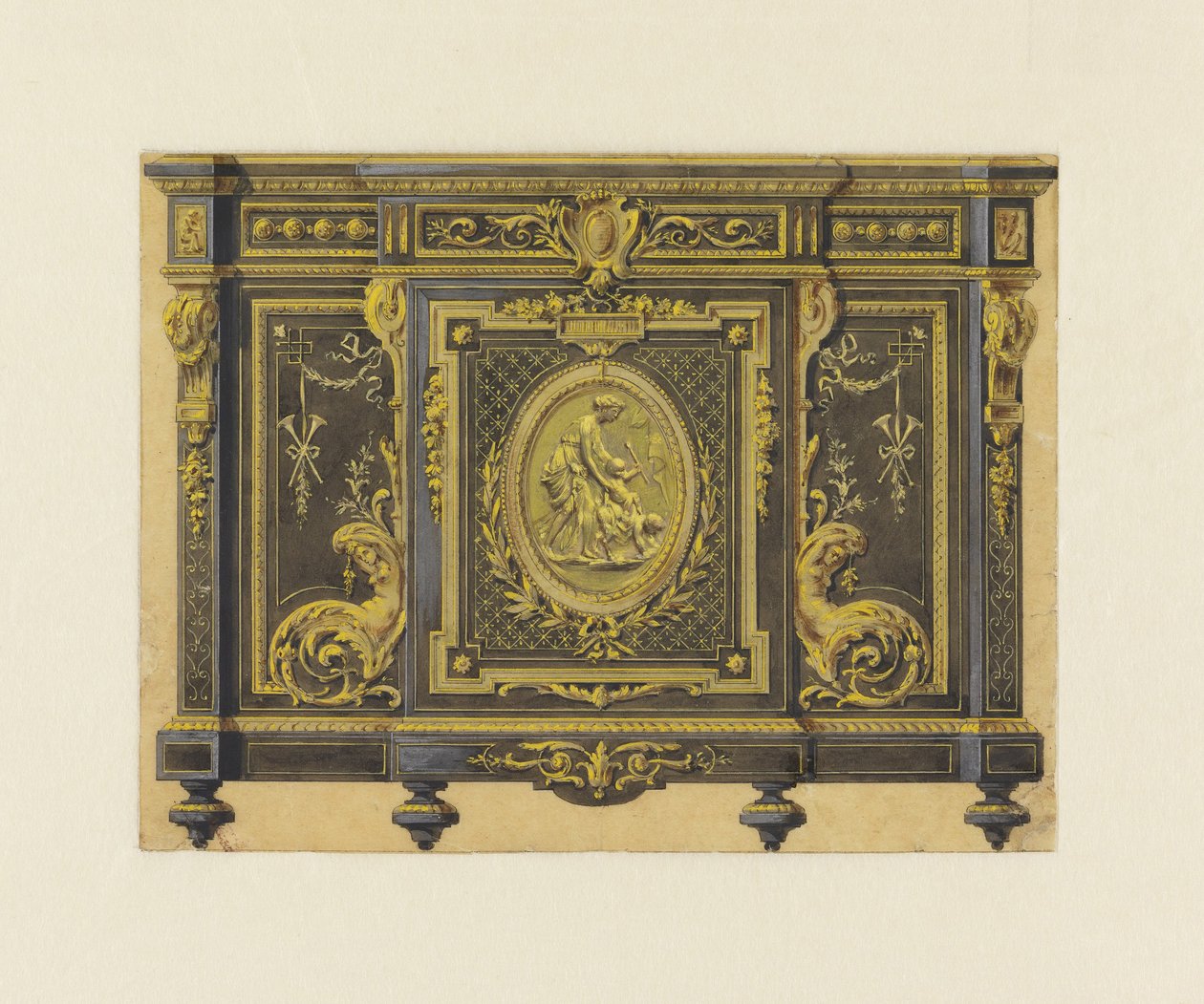 Design af et kabinet i Louis XVI -stil af Unbekannt Unbekannt