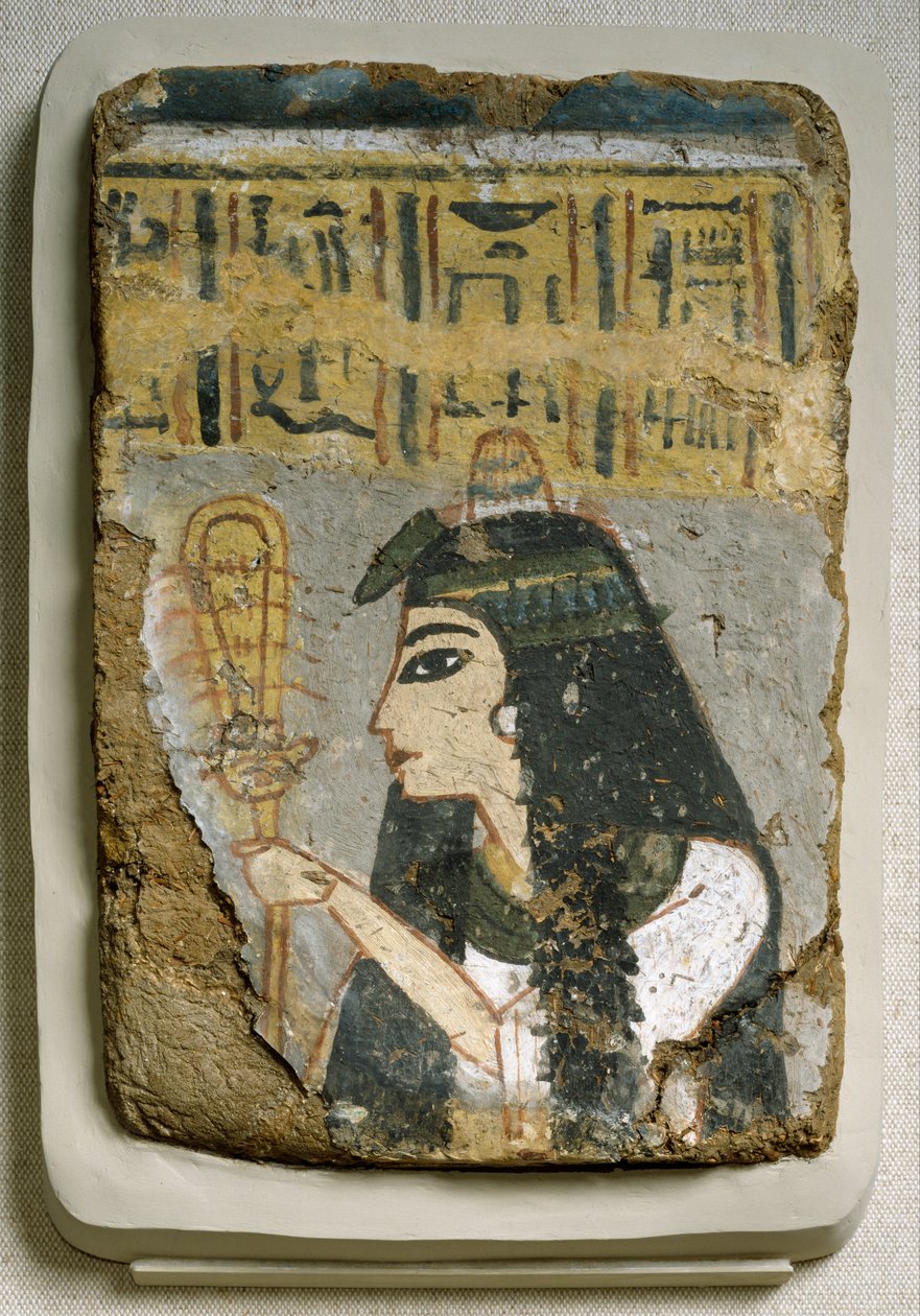 Egyptisk - Vægmaleri - Kvinde, der holder et Sistrum af Unbekannt Unbekannt