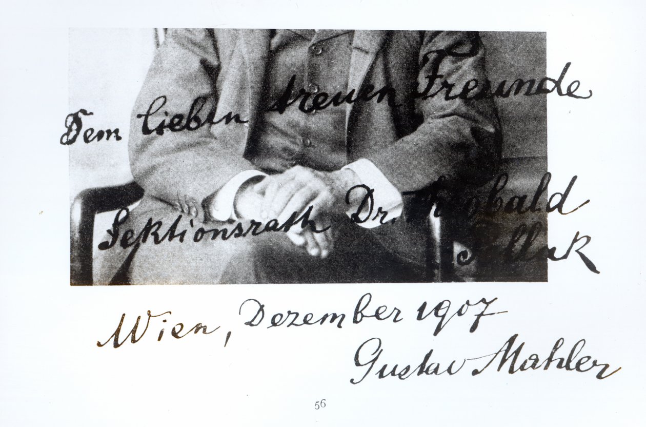 Uddrag fra et brev fra Gustav Mahler (1860-1911), december 1907 (pen og blæk på papir) (bw foto) af Unbekannt Unbekannt
