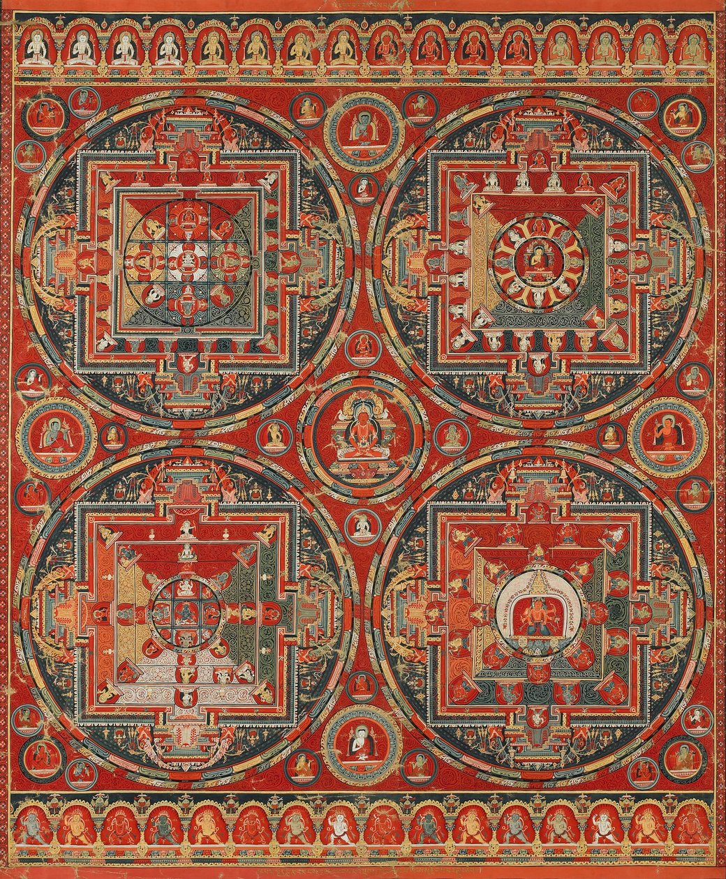 Fire mandalas fra Vajravali -cyklussen af Unbekannt Unbekannt