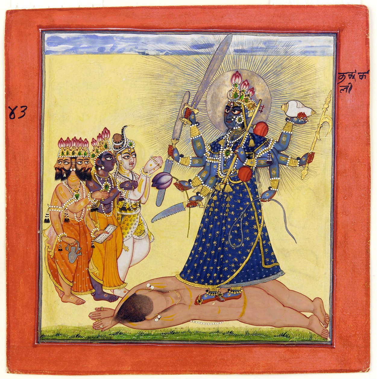 Gudinde Bhadrakali Tilbedt af guderne- fra en tantrisk Devi-serie af Unbekannt Unbekannt