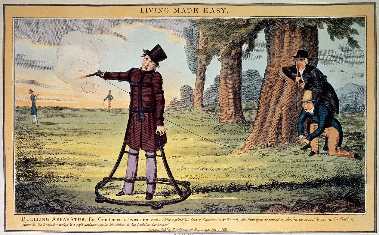 Living Made Easy; duelapparat for herrer med svage nerver, trykt af J. Netherclift og udgivet af T. McLean, 1830 (tryk) af Unbekannt Unbekannt
