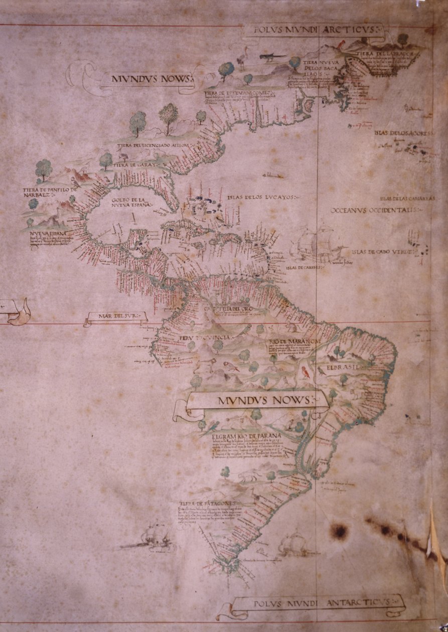 Kort over den nye verden, ca. 1532 af Unbekannt Unbekannt