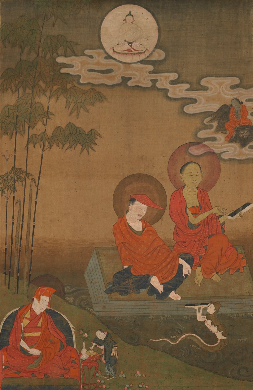 Nagarjuna og Aryadeva som to store indiske buddhistiske skolastikker af Unbekannt Unbekannt
