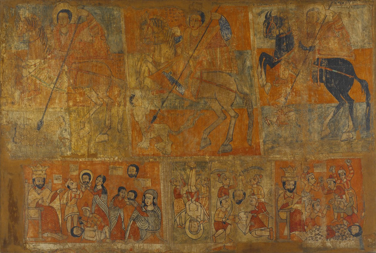 Maleri fra kirken Abbas Antonios - Riddere og martyrer af Unbekannt Unbekannt