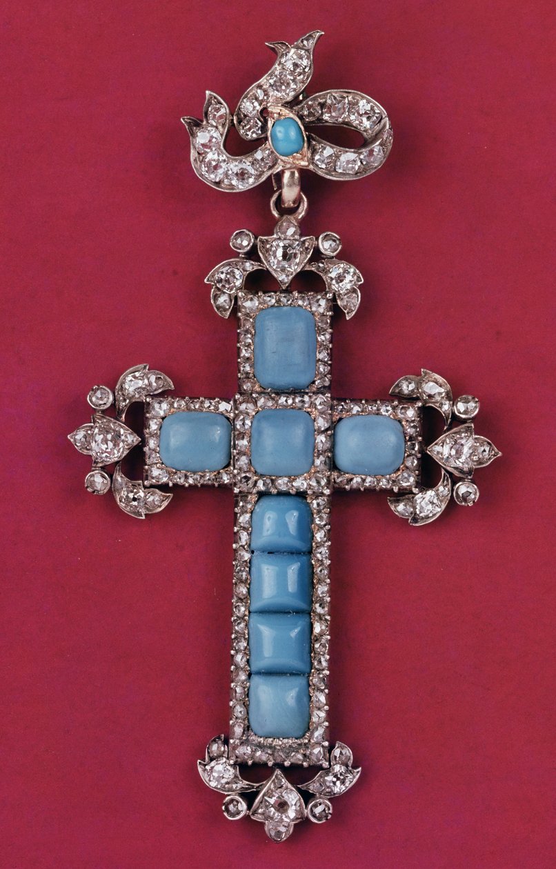 Vedhængskors, ca. 1780 diamanter og turkis af Unbekannt Unbekannt