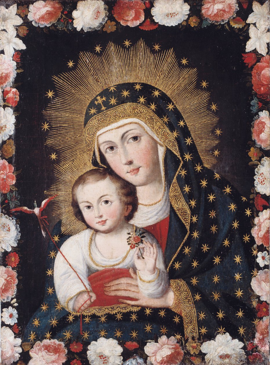 Peru - Madonna og barn med fugl af Unbekannt Unbekannt