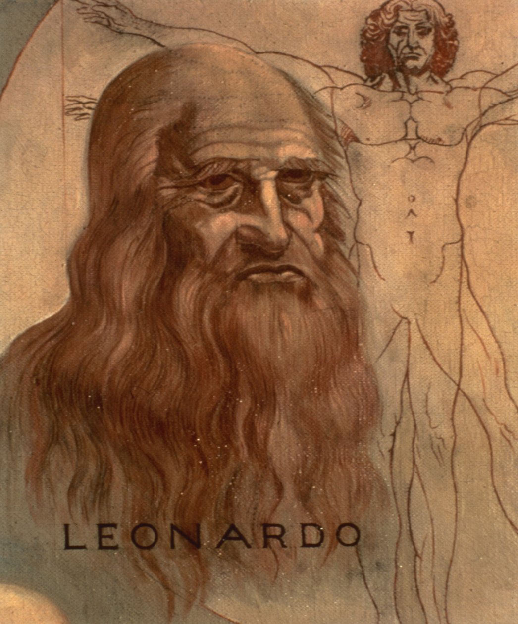 Portræt af Leonardo da Vinci med sin 