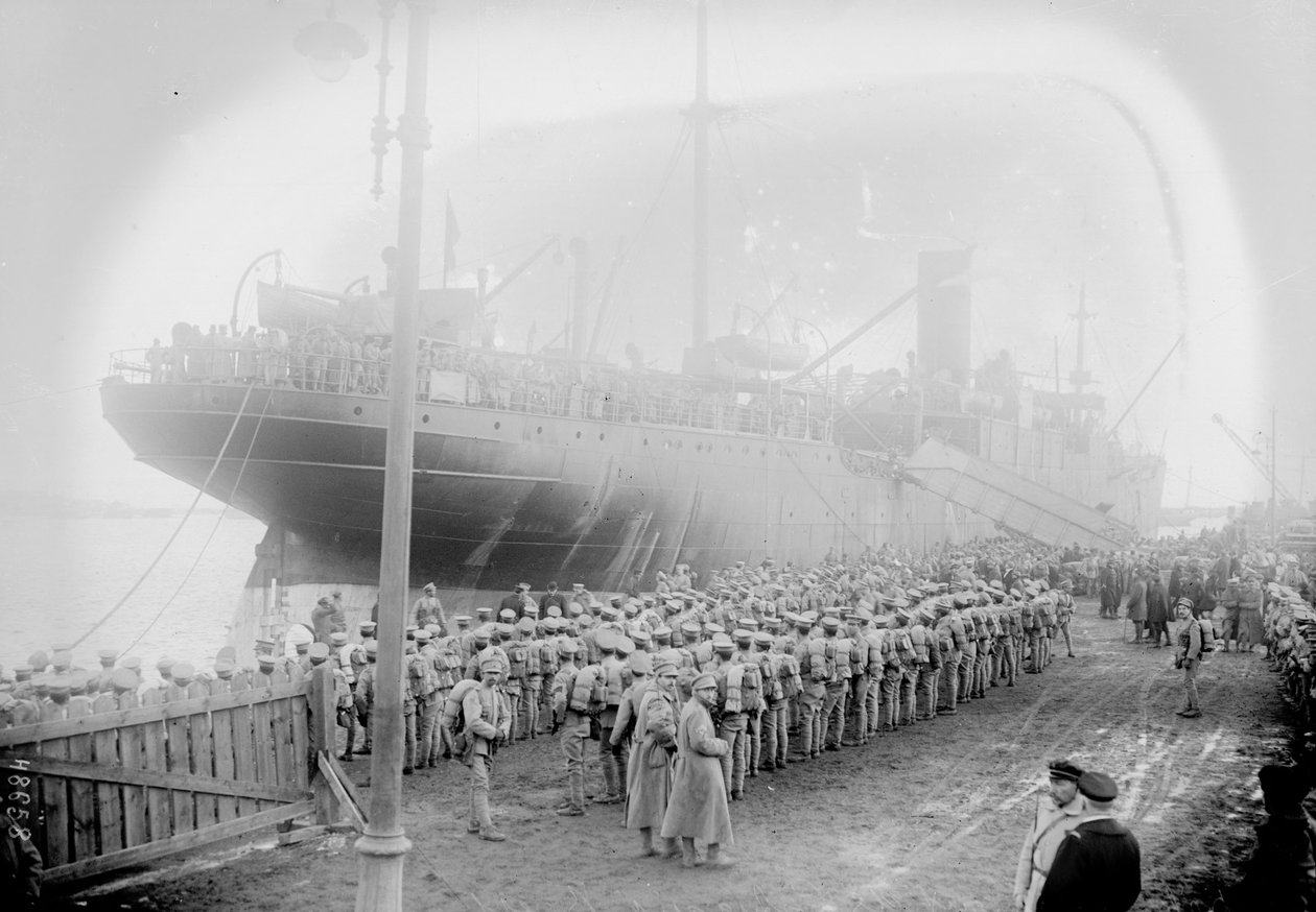 Portugisiske tropper går i land, Brest, 1917 af Unbekannt Unbekannt
