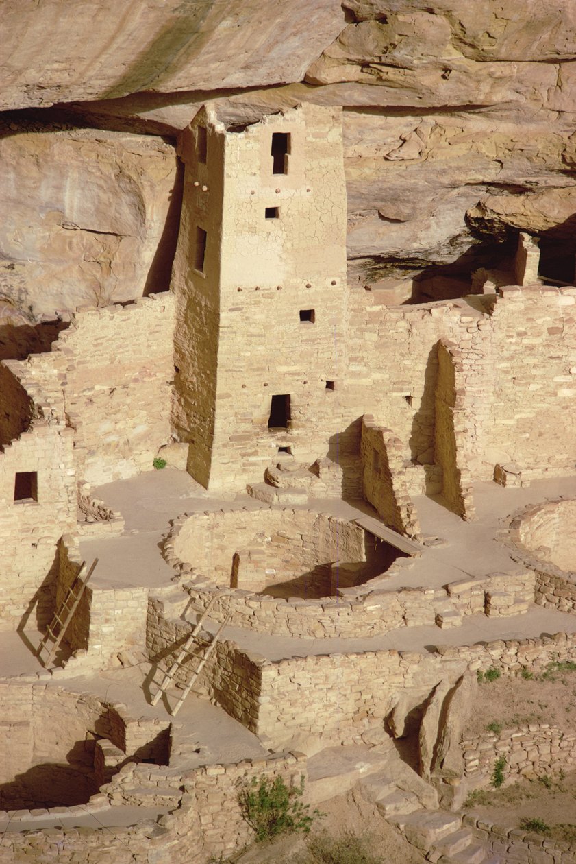 Rester af Pueblo indiske klippeboliger, bygget fra det 11.-14. århundrede af Unbekannt Unbekannt