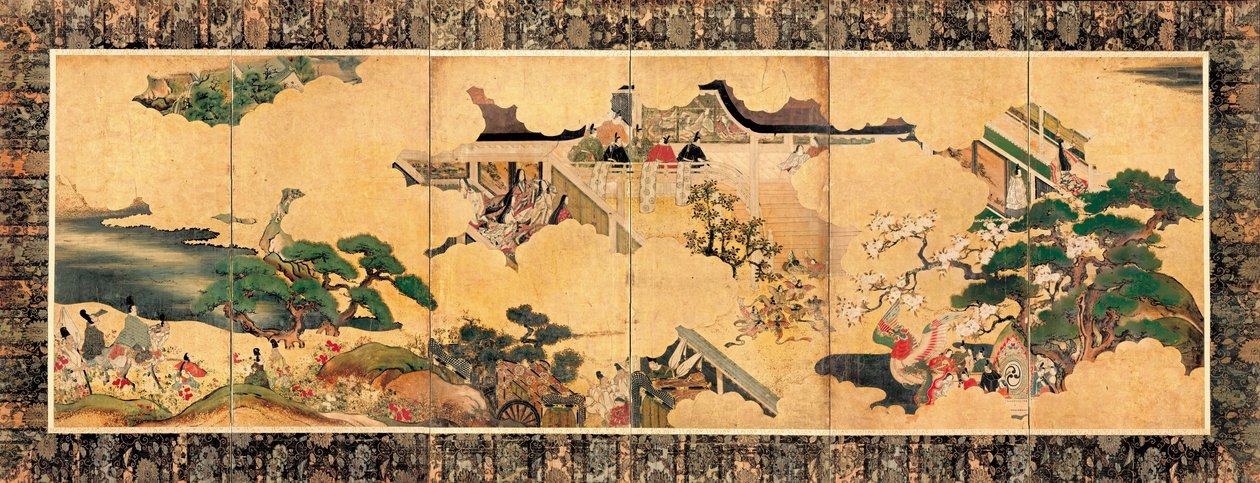 Scener fra de tre kapitler i Fortællingen om Genji (Genji monogatari) af Unbekannt Unbekannt