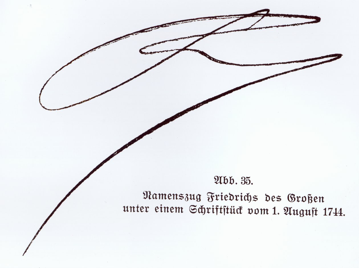 Underskrift af Frederik den Store, konge af Preussen, 1. august 1744 af Unbekannt Unbekannt