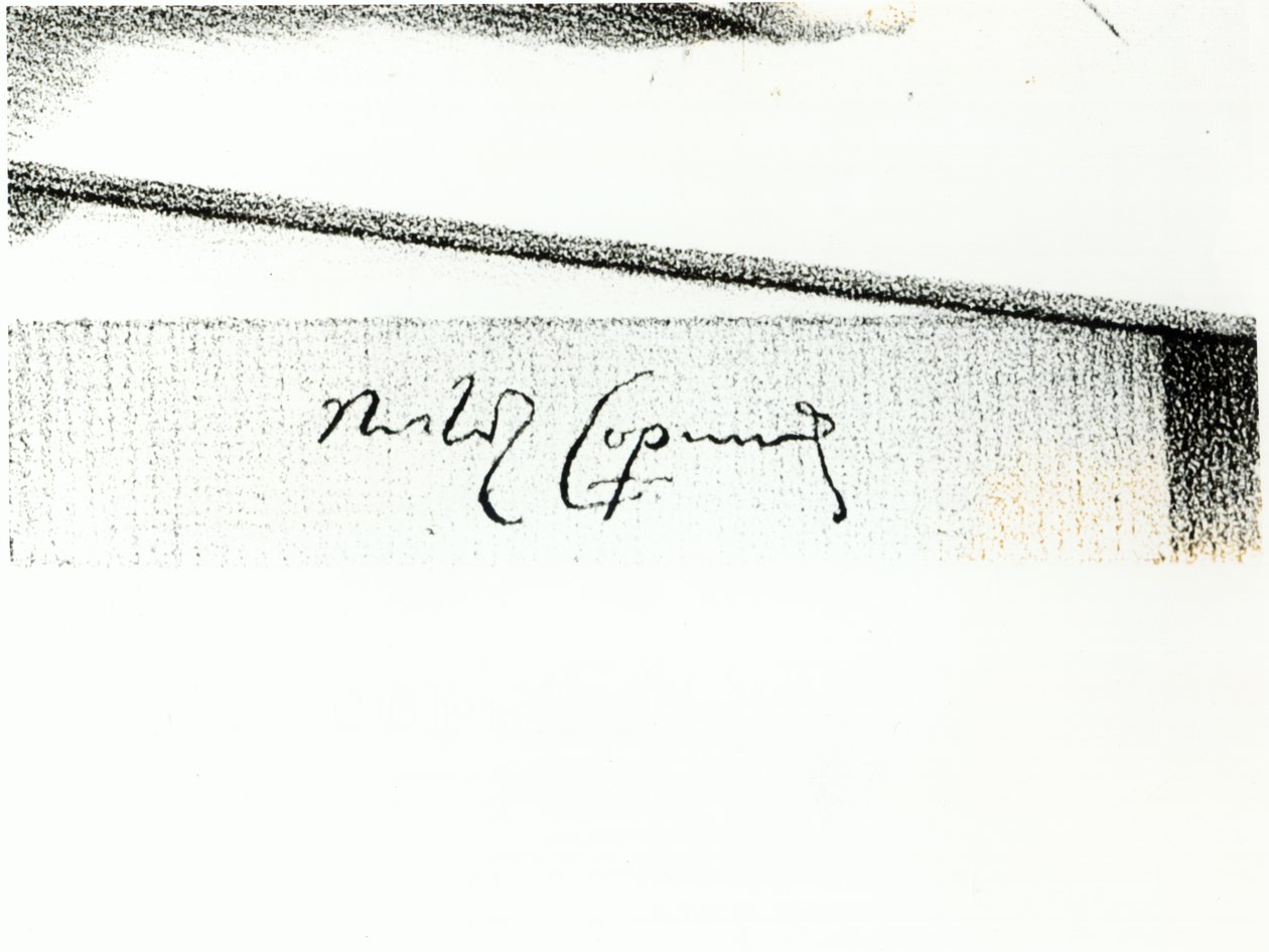 Signatur af Nicolaus Copernicus (1473-1543) (bundw foto) af Unbekannt Unbekannt