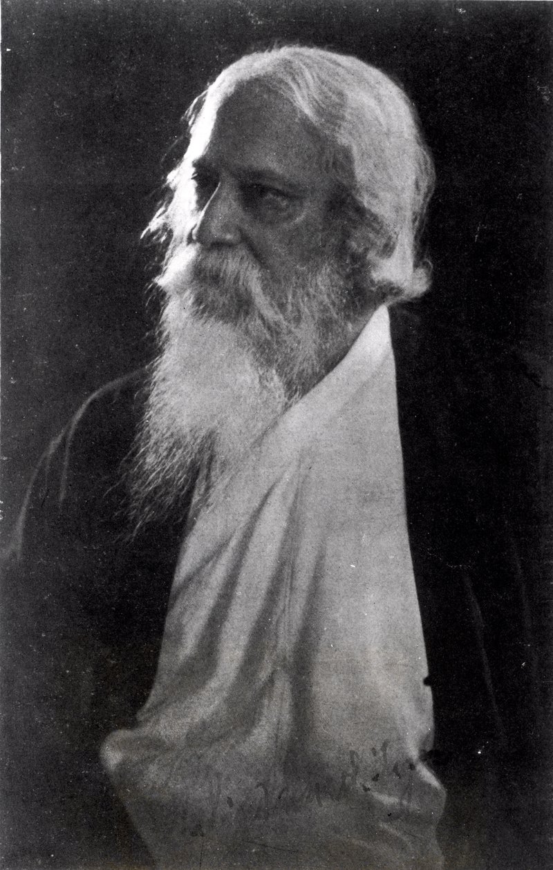 Sir Rabindranath Tagore (1861-1941) (bundw foto) af Unbekannt Unbekannt