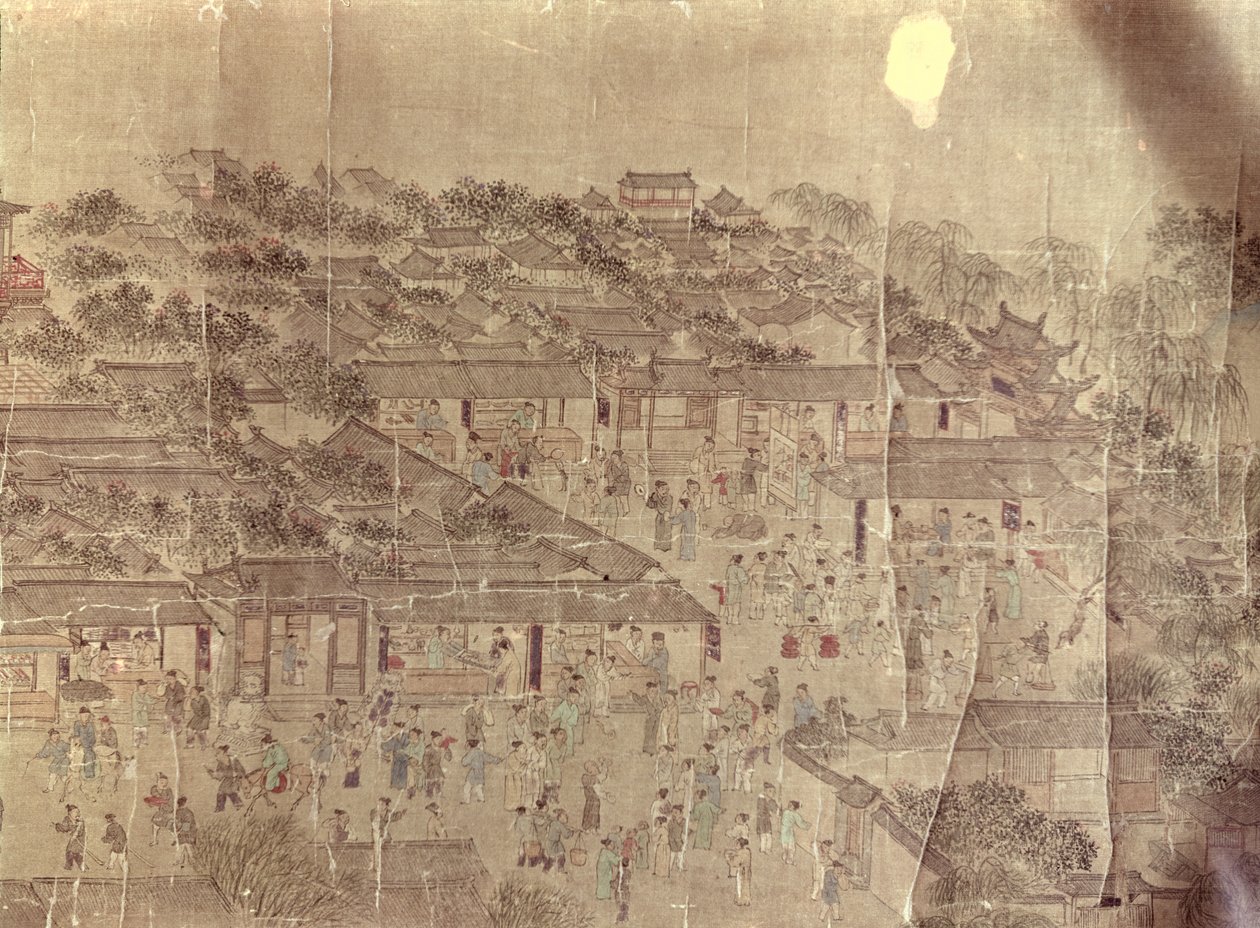 Gadescene, kinesisk, Ming-dynastiet (1368-1644) af Unbekannt Unbekannt