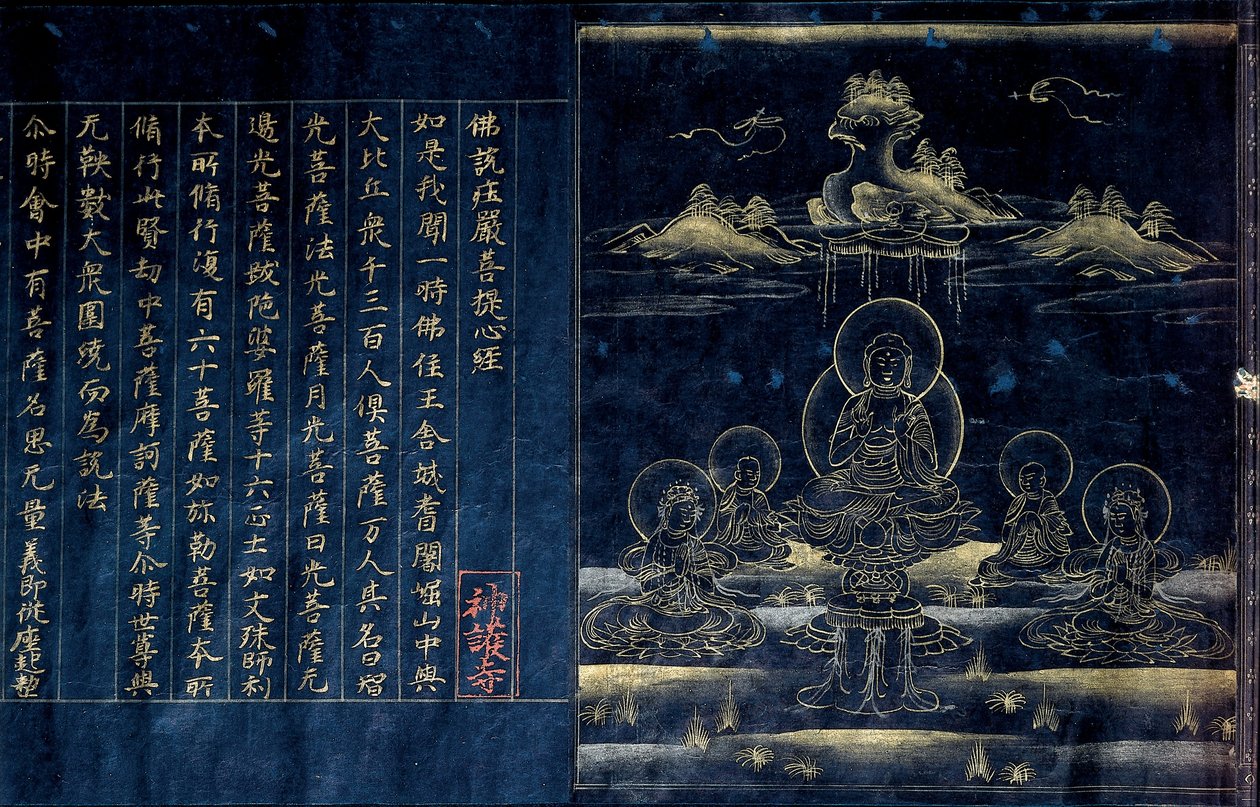 Sutra Frontispiece skildrer den forkyndende Buddha (detalje) af Unbekannt Unbekannt