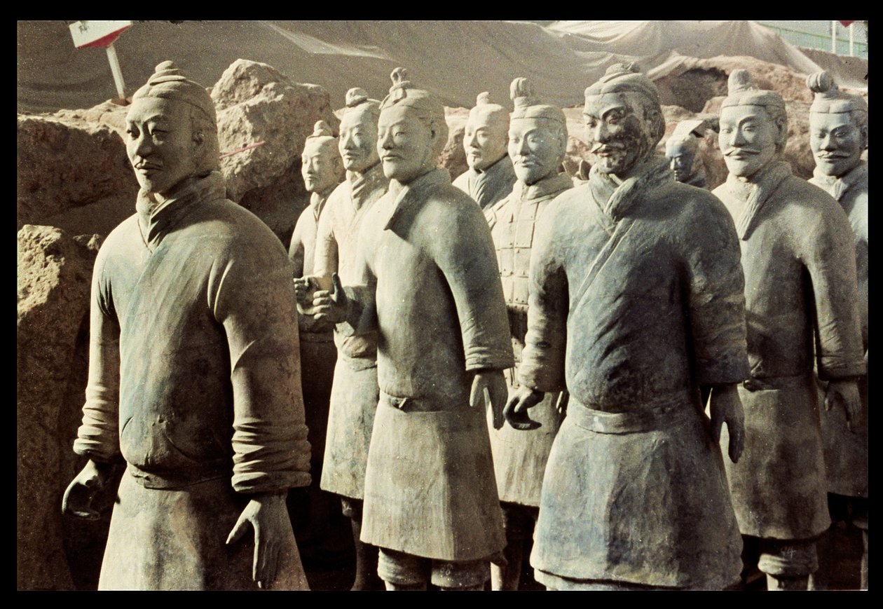 Terracottahær, Qin-dynastiet, 210 f.Kr. krigere (detaljer) af Unbekannt Unbekannt