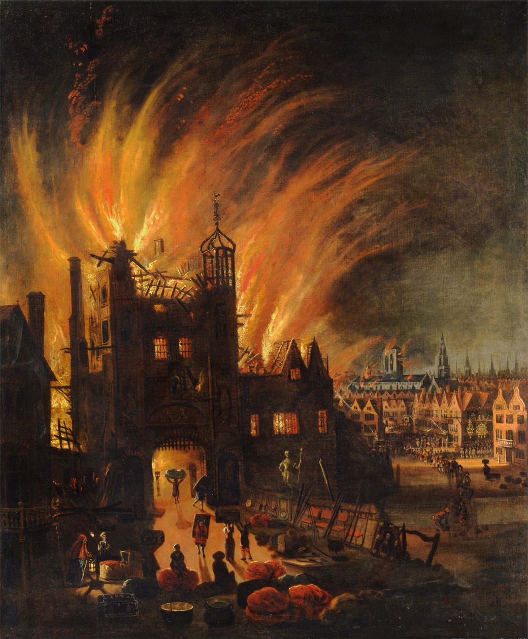 The Great Fire of London, med Ludgate og Old St. Pauls af Unbekannt Unbekannt