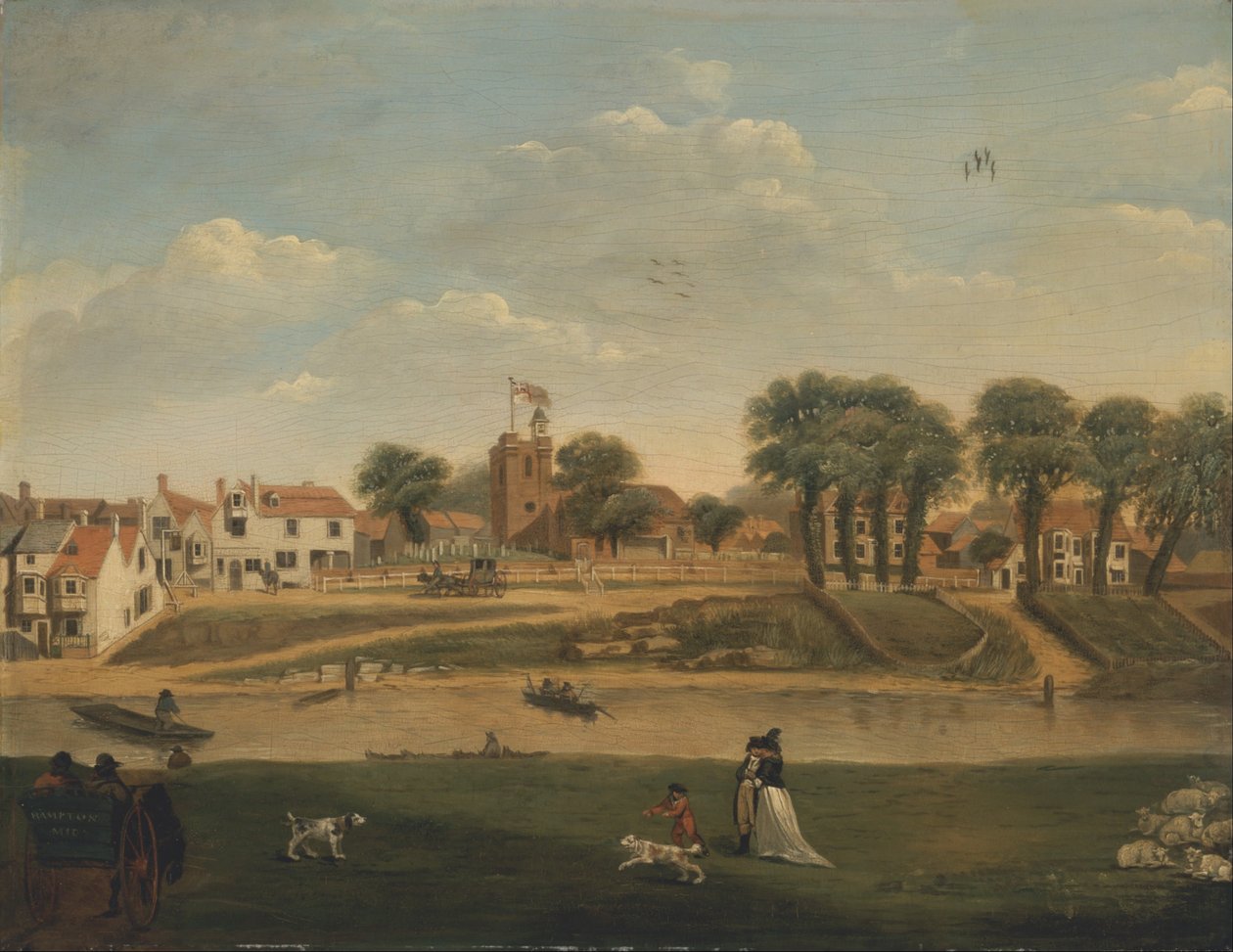 The Old Parish Church and Village, Hampton-on-Thames, Middlesex, 1700-tallet af Unbekannt Unbekannt