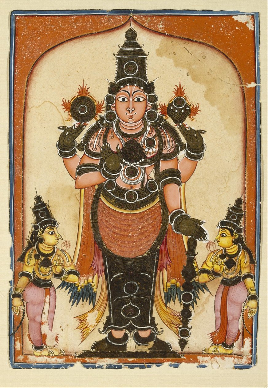 Ukendt indianer - Lord Vishnu med to konserter, Sree Devi og Bhu Devi af Unbekannt Unbekannt