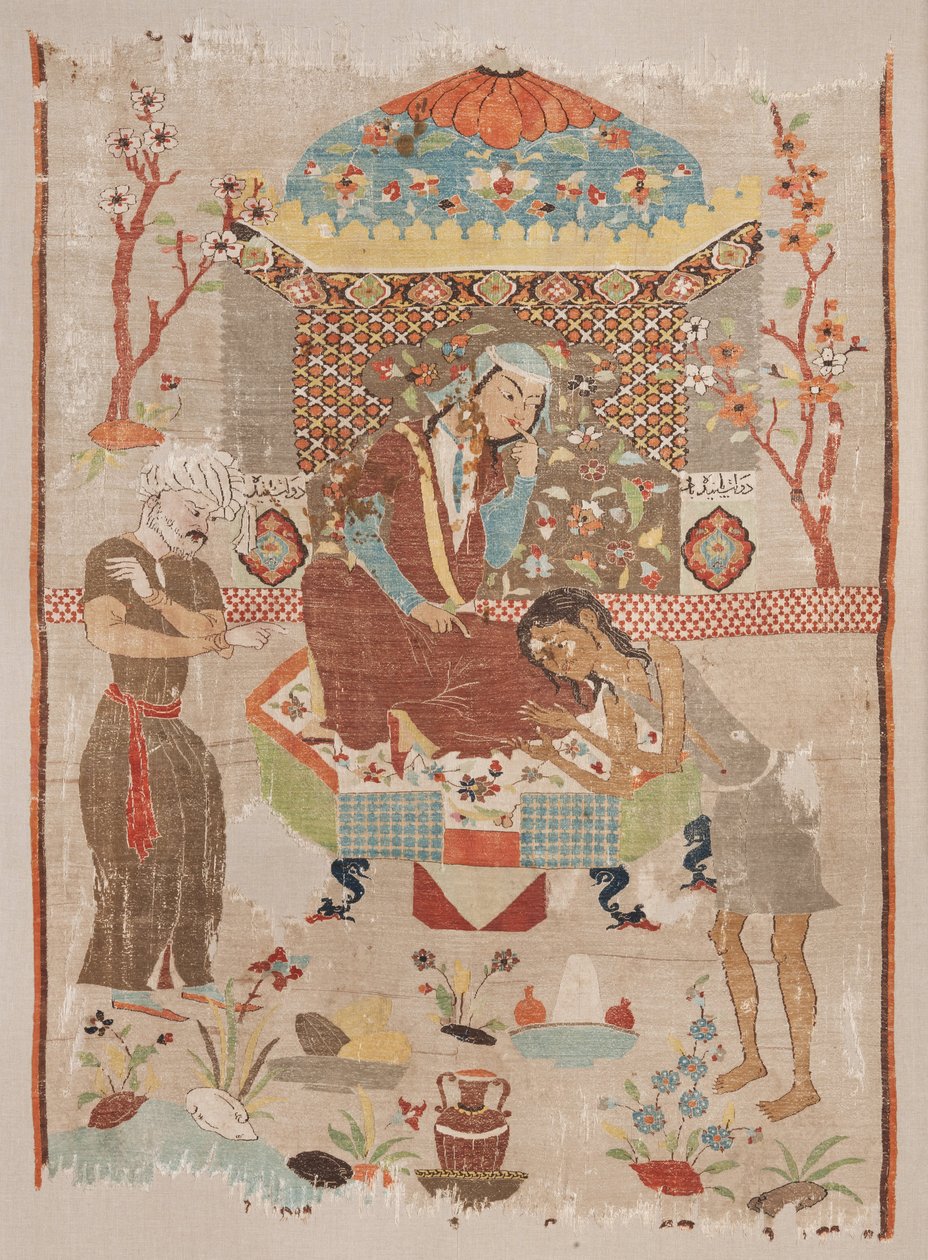 Ukendt, Iran, 16. eller 16. århundrede - Silketæppe, der viser historien om Leila og Majnun af Unbekannt Unbekannt