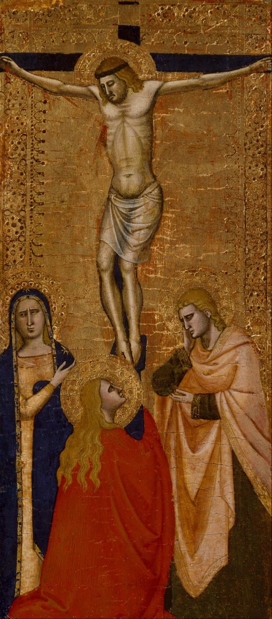 Ukendt italiensk - Kristus på korset med jomfruen, Johannes og Sankt Maria Magdalena af Unbekannt Unbekannt