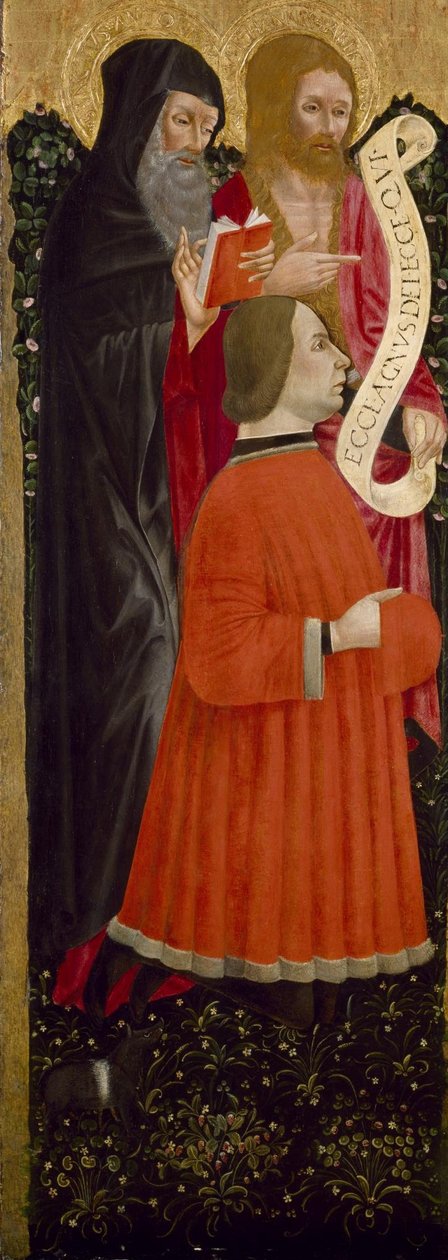 Ukendt italiensk - De hellige Anthony Abbot og Johannes Døberen med en donor af Unbekannt Unbekannt
