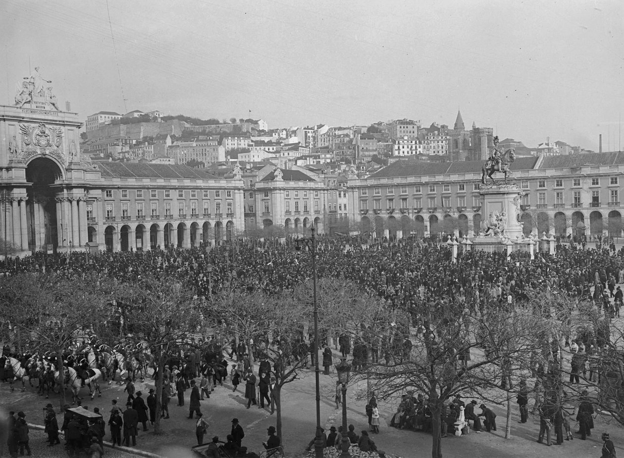 Sejrsfejring i Praca do Comercio, Lissabon, 1918 af Unbekannt Unbekannt