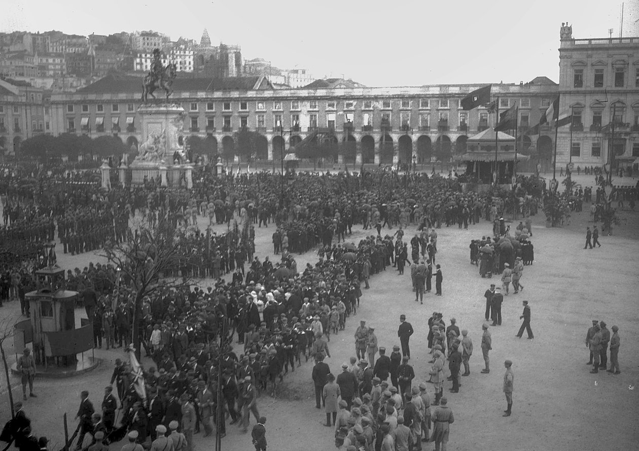 Sejrsfejring i Praca do Comercio, Lissabon, 1918 af Unbekannt Unbekannt