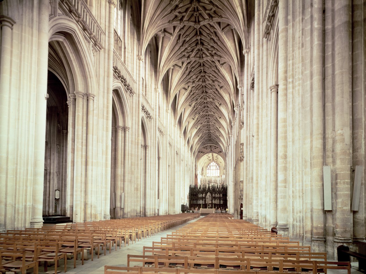 Udsigt over skibet, ombygget af William af Wykeham fra c.1394 foto af Unbekannt Unbekannt