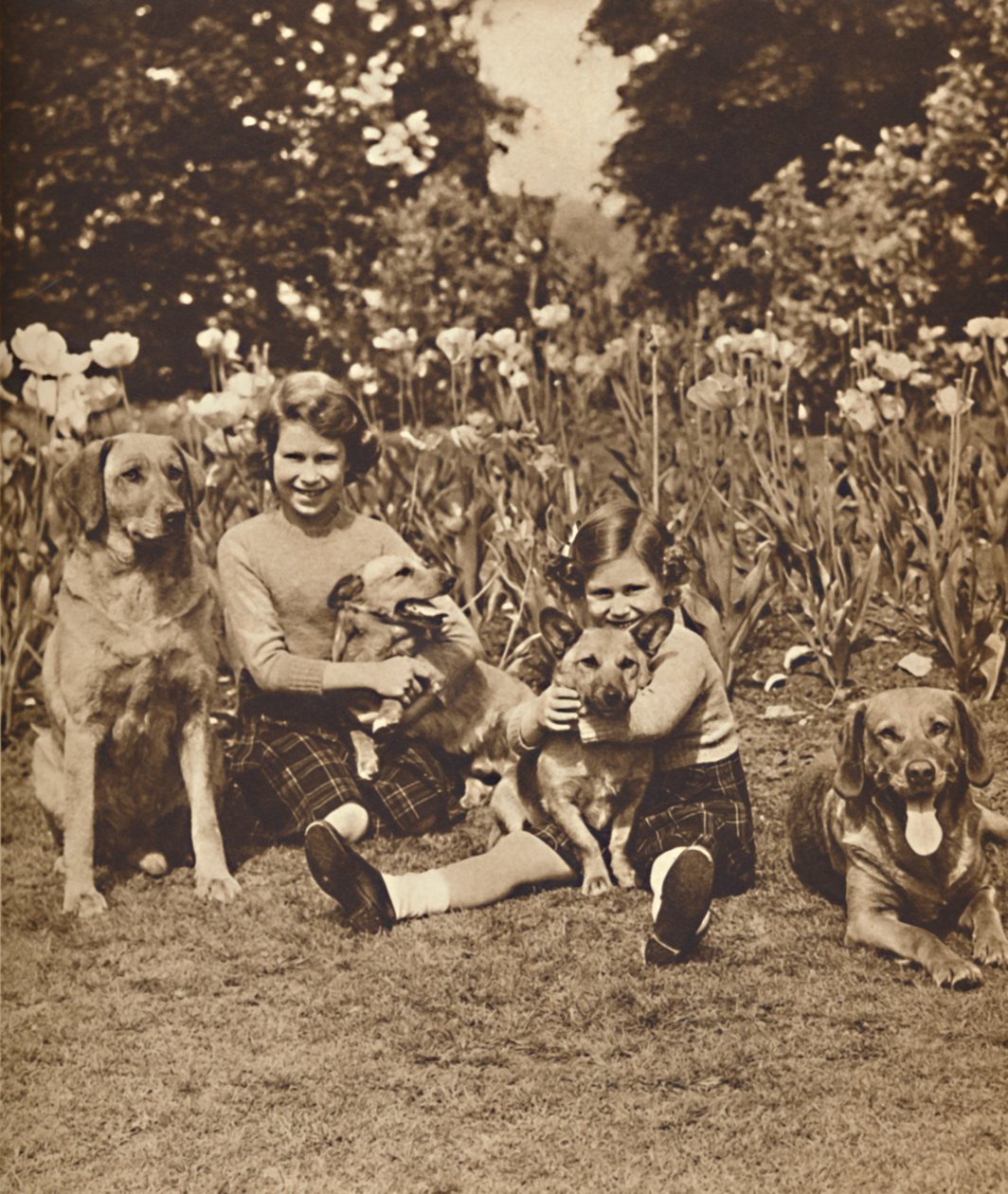 -Og venner, prinsesser Elizabeth og Mary på Royal Lodge, Windsor, c1936 1937 af Unbekannt