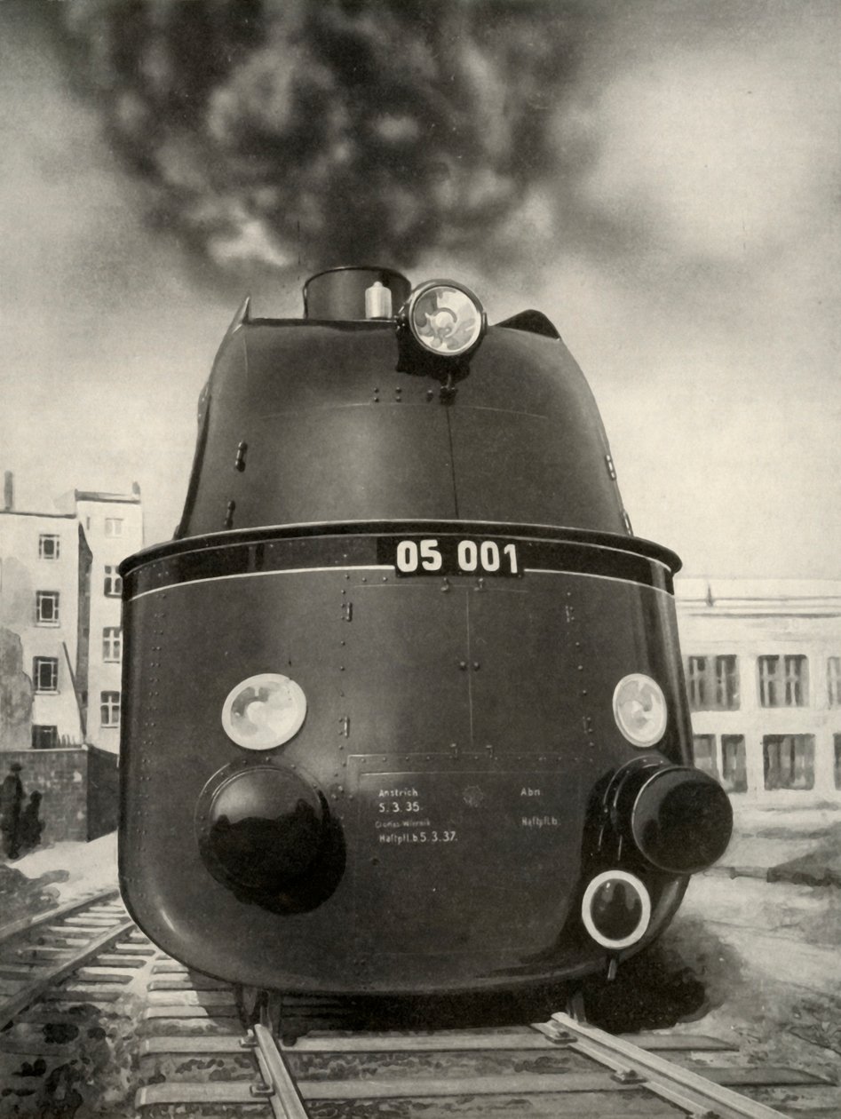 119 Miles a Hour blev opnået på en prøvekørsel af dette nye tyske strømlinede lokomotiv, 1935-36. af Unbekannt