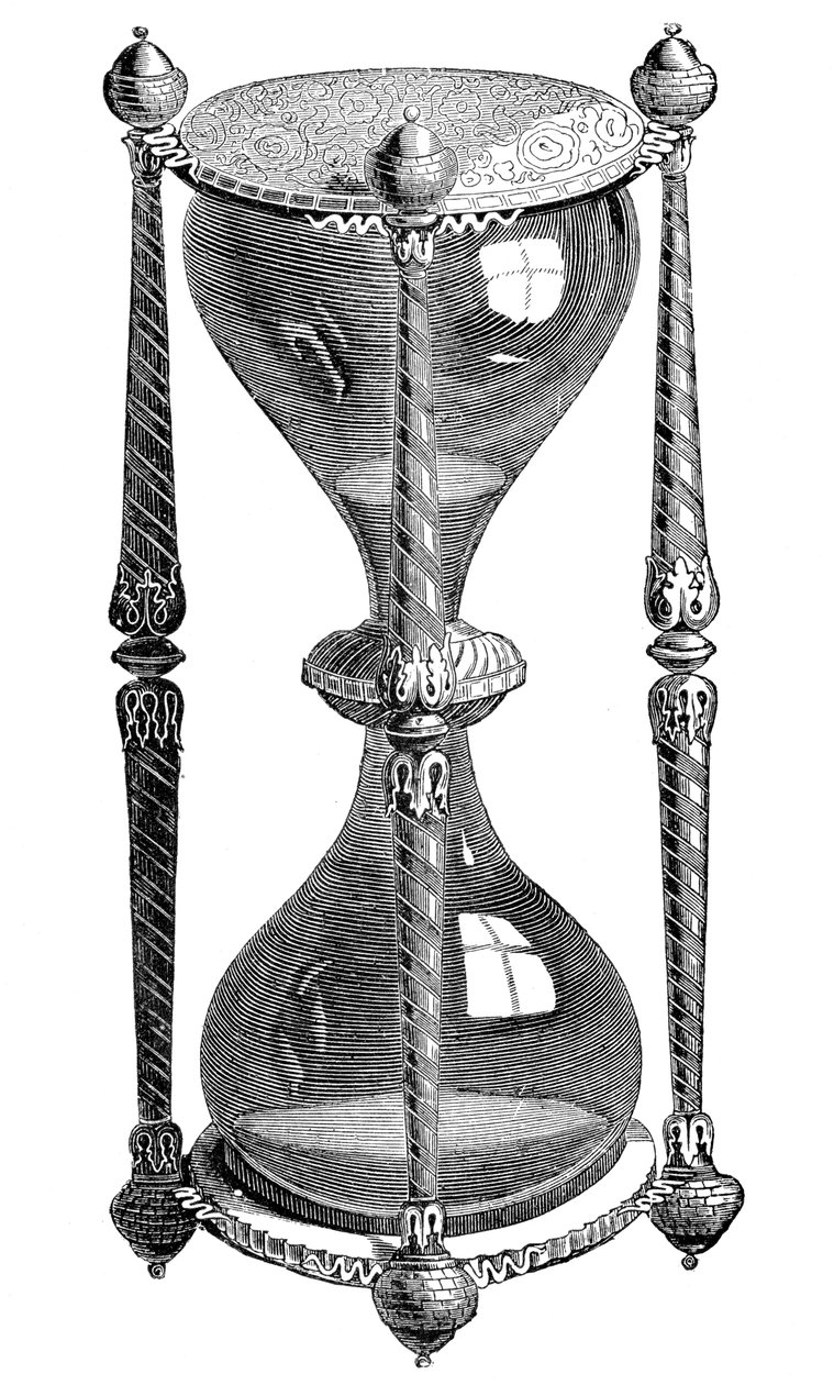 Timeglas fra 1500-tallet, gravering, 1800-tallet af Unbekannt
