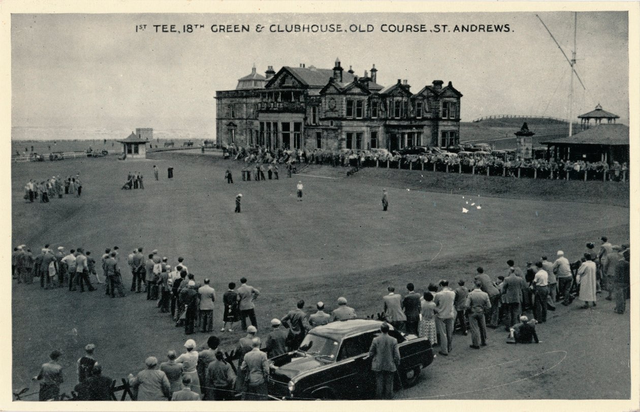 1. Tee, 18. Green & Clubhouse, Old Course, St. Andrews, c1955 af Unbekannt