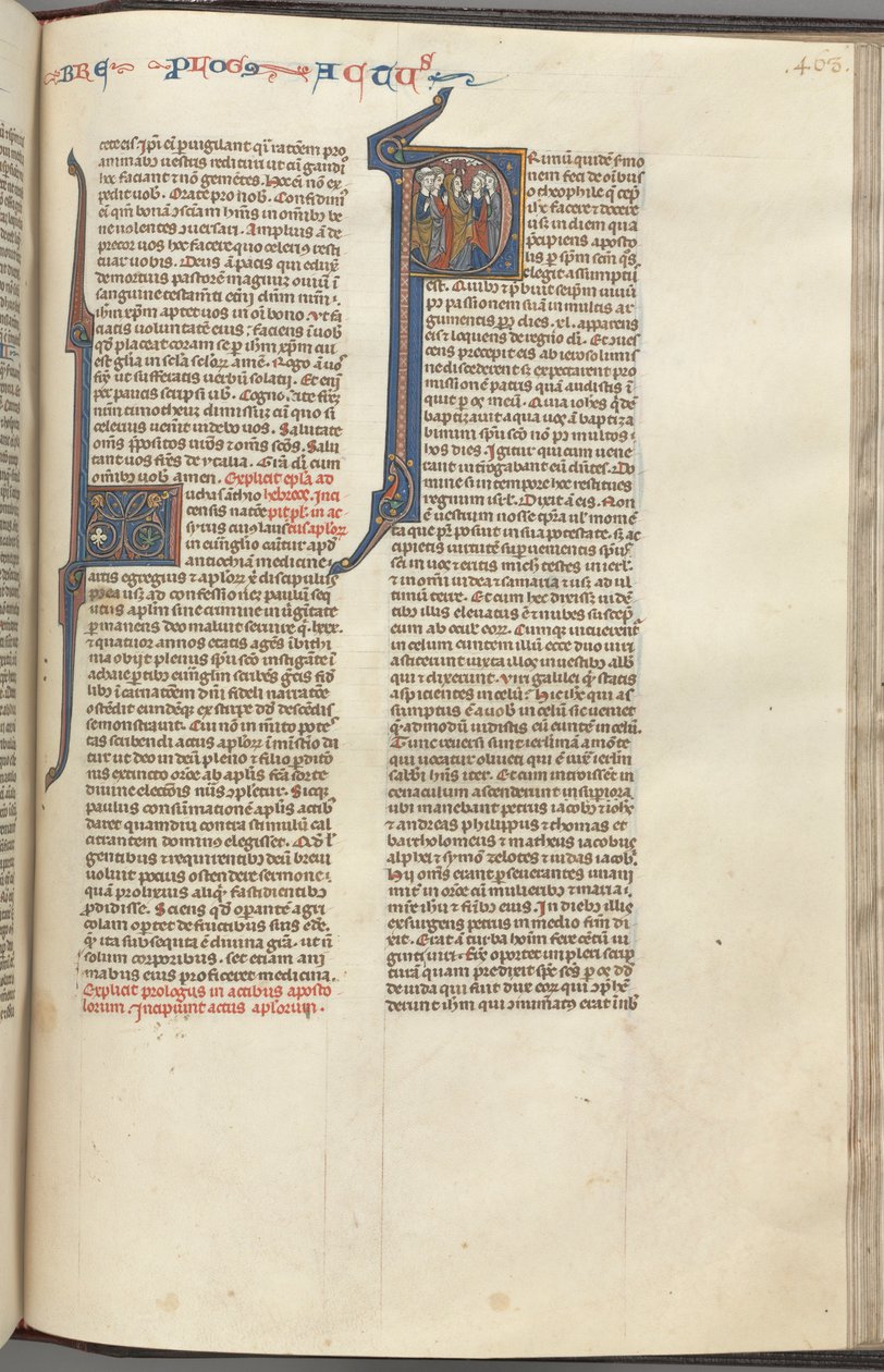 74. Fol. 463r, Acts, historisk initial P, Himmelfart, ca. 1275-1300. af Unbekannt