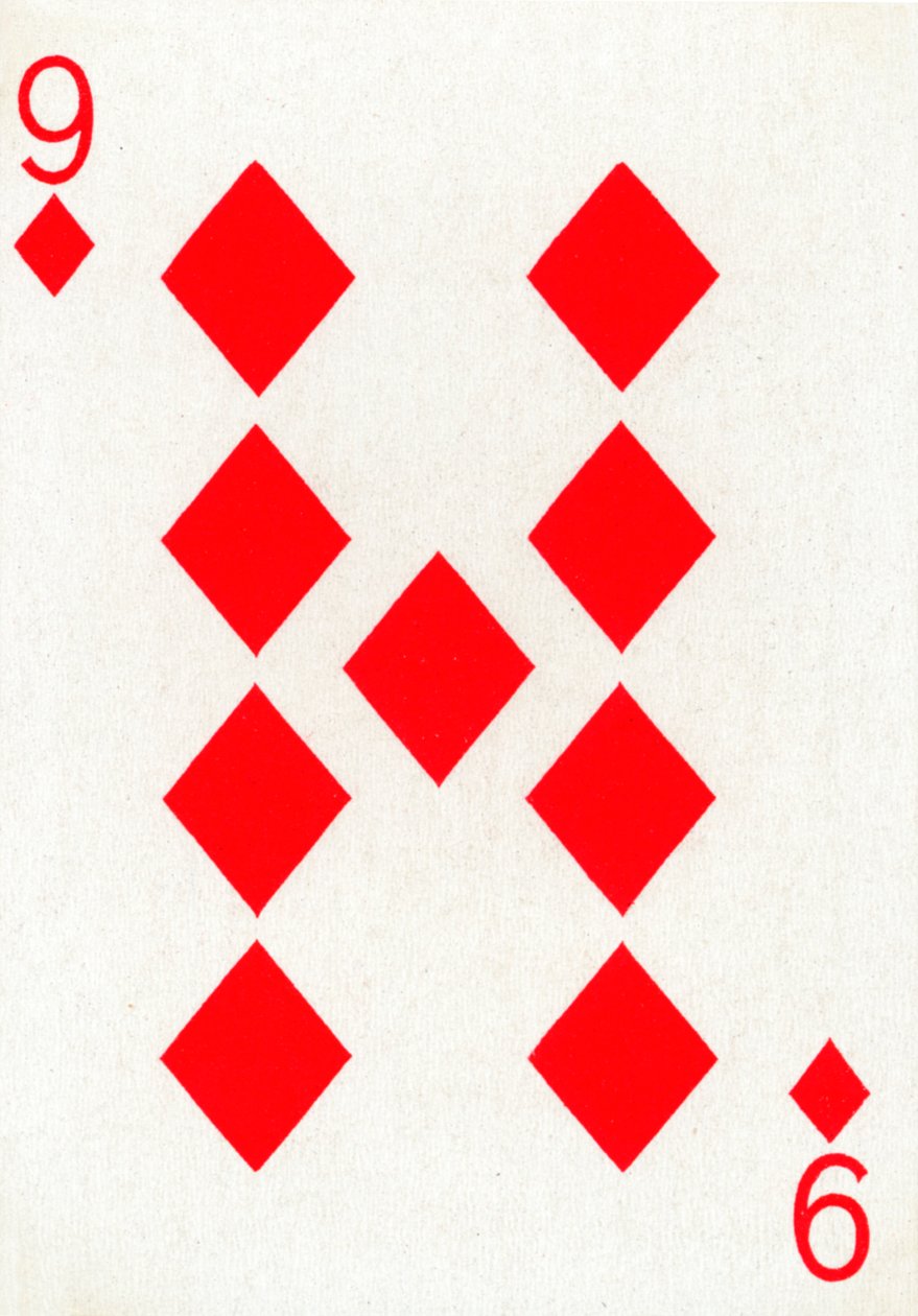 9 diamanter fra et sæt Goodall & Son Ltd. spillekort, c1940 af Unbekannt