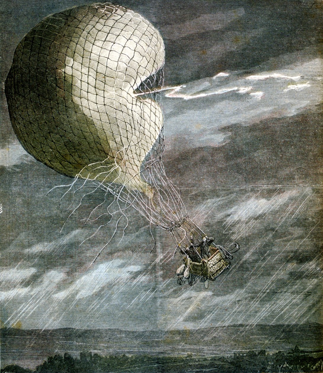 En ballon ramt af et lyn nær Chicago, Illinois, USA, 1891 af Unbekannt