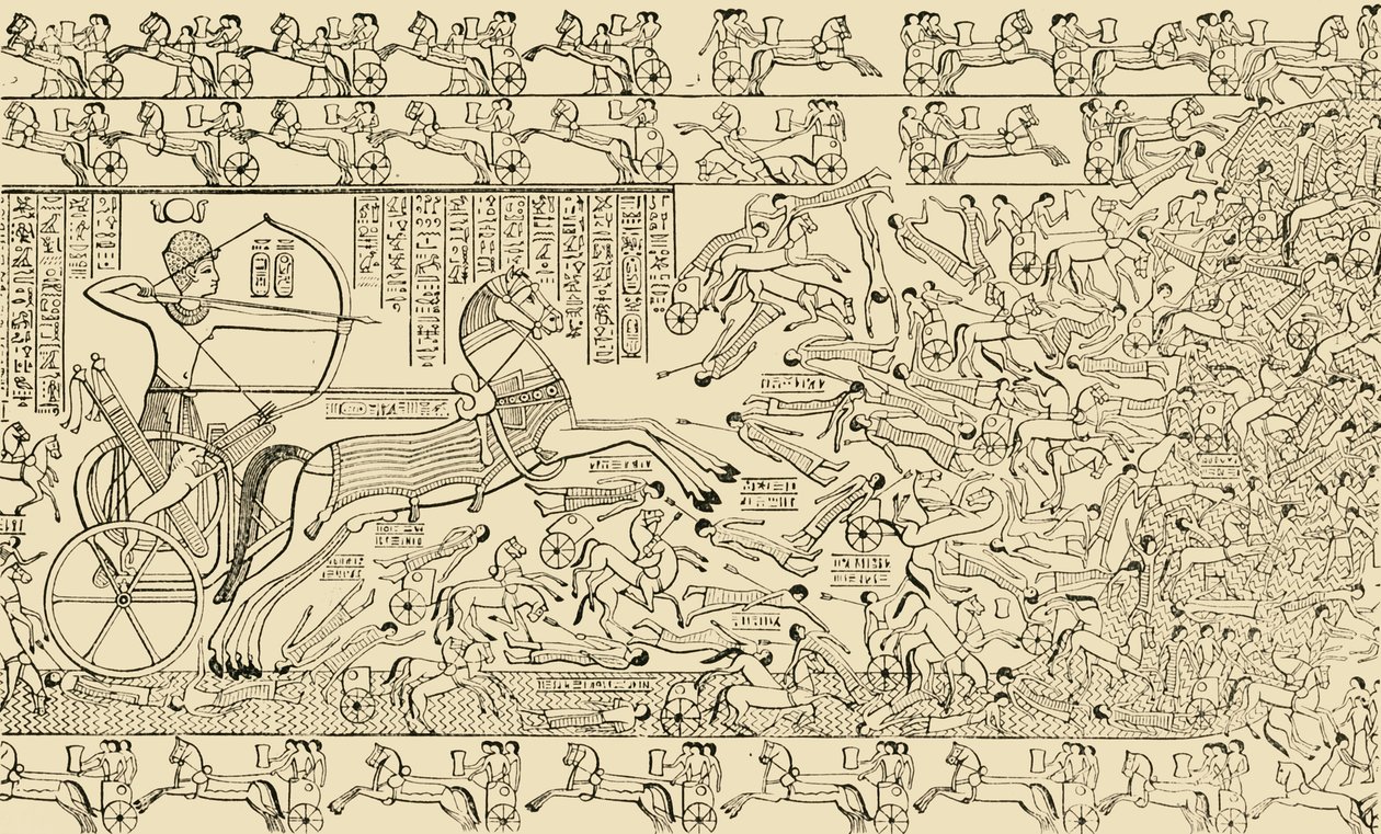 En kampscene fra Rameseum ved Theben, 1890. af Unbekannt